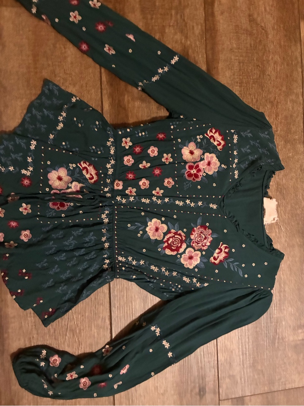 Savanna Jane Teal Embroidered Floral Blouse - Picture 4 of 8